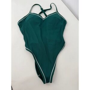 Shade‎ & Shore XS Green One Piece Swimsuit High Leg Cheeky Removable Pads